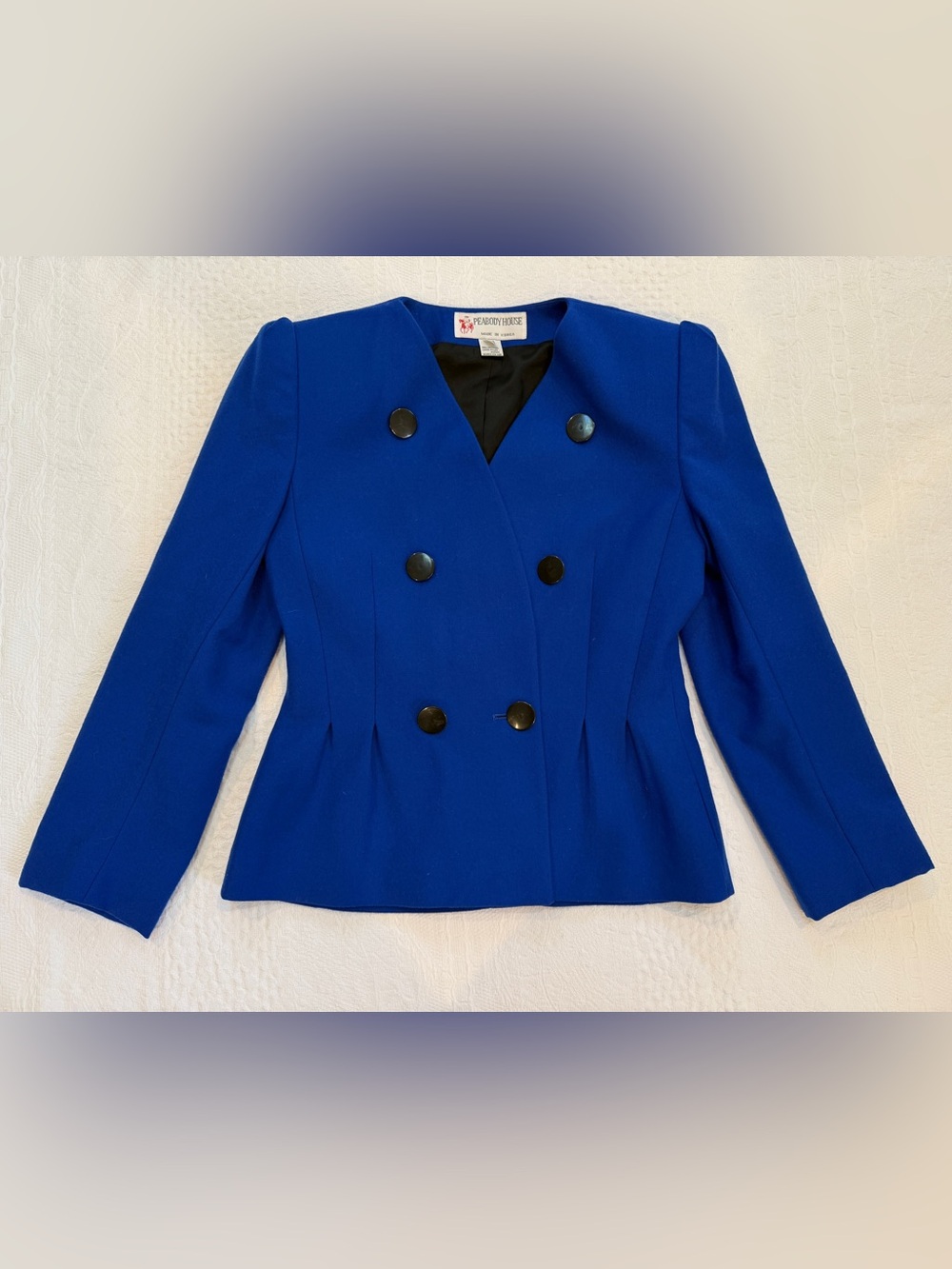 VTG 80s 90s Peabody House 100% Wool Blazer Jacket Double Breasted Size 3 4